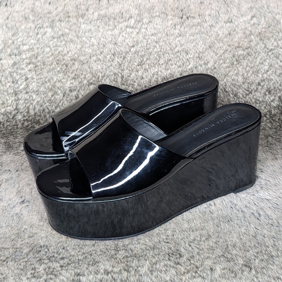 Rebecca Minkoff Jeanee Platform Wedge Sandal Black Women's 9 - Picture 4 of 11